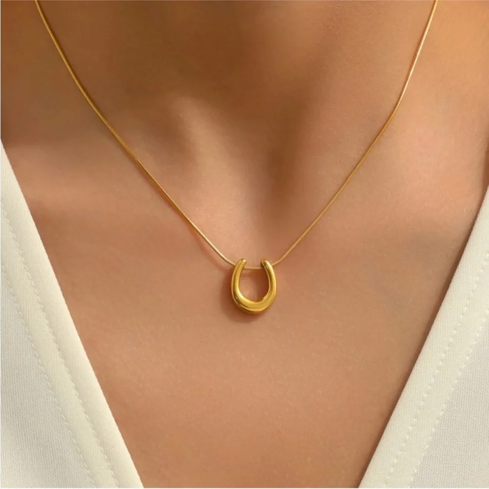 NWOT Gold Horseshoe Pendant Necklace